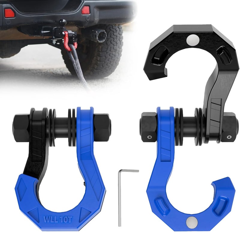 AMBULL حلقة دائرية مفصولة 3/4"، قوة كسر 52,910 رطل، سهلة الفتح، حلقات سحب للونش، حلقات ثقيلة مع دبوس لولبي 7/8" لسحب حزام استرداد المركبات على الطرق الوعرة (أسود أزرق) - Image 1